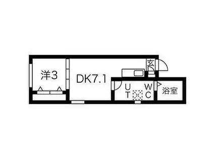名鉄名古屋本線 東枇杷島駅 徒歩6分 5階建 築1年(1LDK/1階)の間取り写真