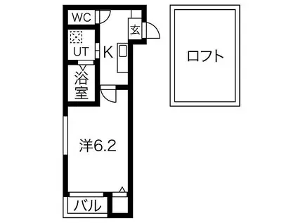 名古屋臨海高速あおなみ線 荒子駅 徒歩4分 2階建 築16年(1SK/1階)の間取り写真