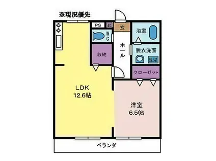 ルクソールI(1LDK/2階)の間取り写真