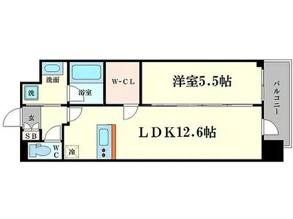 プレサンス心斎橋ニスト(1LDK/3階)の間取り写真