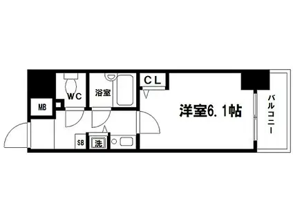 リーガル西天満(1K/3階)の間取り写真