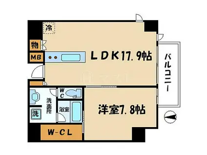 大阪メトロ谷町線 天満橋駅 徒歩6分 14階建 築17年(1LDK/4階)の間取り写真