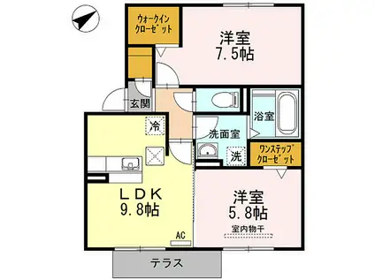 アーク ホンダ(2DK/1階)の間取り写真