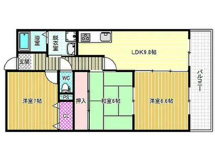 ウエストインヒルズ(3LDK/1階)の間取り写真