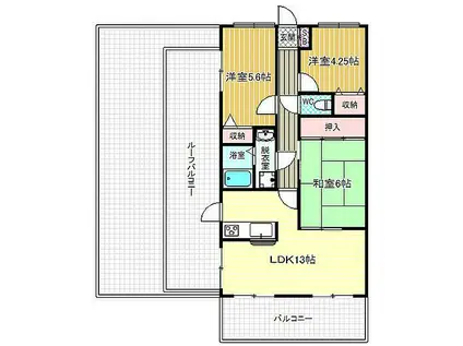 富田林グリーンマンション(3LDK/5階)の間取り写真