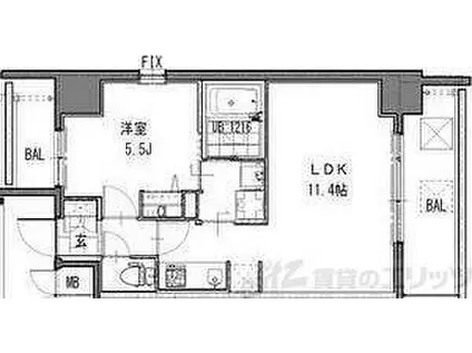 S-RESIDENCE江坂EMINENCE(1LDK/12階)の間取り写真