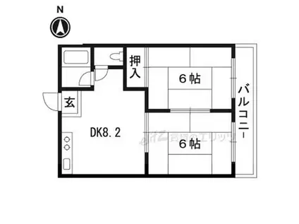 レジデンス西田B棟(2DK/2階)の間取り写真