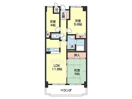 ライオンズマンション和歌山関戸壱番館(3LDK/4階)の間取り写真