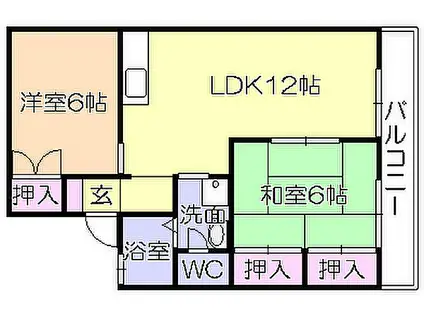 レヂデンスIIA棟(2LDK/2階)の間取り写真