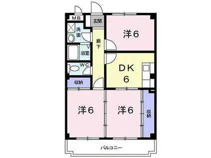 ファミーユ・Ⅱ(3DK/3階)の間取り写真