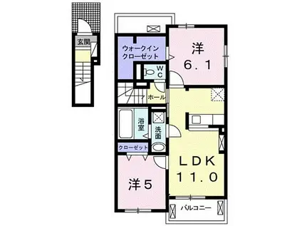 ベルアンジュ別府3(2LDK/2階)の間取り写真