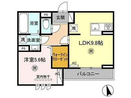 PREMILIFE汐見(1LDK/2階)の間取り写真