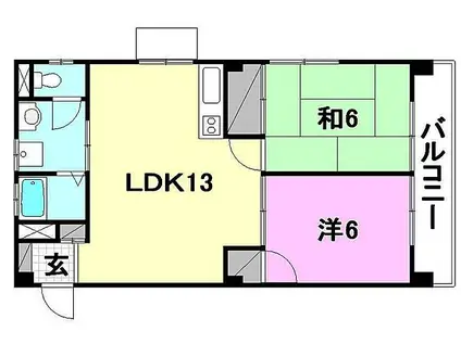 アルジェント朝生田(2LDK/4階)の間取り写真