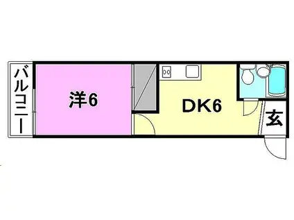 コテージ桜館(1DK/3階)の間取り写真