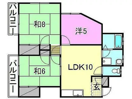 KR西垣生(3LDK/2階)の間取り写真