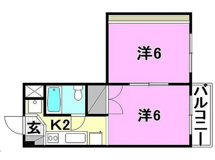 二宮マンション(2K/1階)の間取り写真