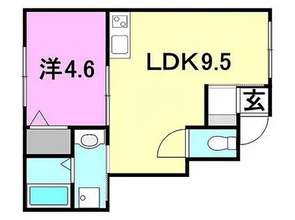 LUMIELE府中Ⅱ(1LDK/1階)の間取り写真