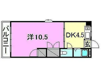 ロイヤル三津(1DK/2階)の間取り写真