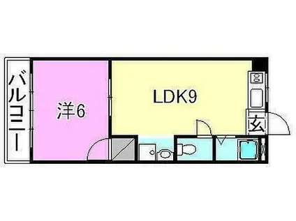 ロイヤル三津(1LDK/3階)の間取り写真