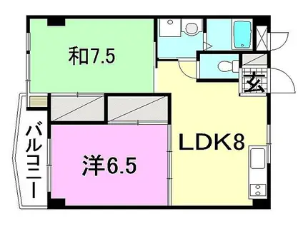 ビージョイマンション5号館(2LDK/7階)の間取り写真