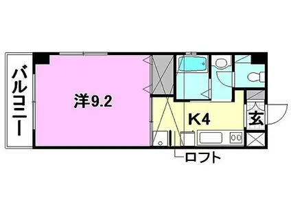 ブラウンハイム 朝生田(1K/5階)の間取り写真