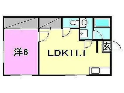 アカデミア横河原駅前(1LDK/3階)の間取り写真