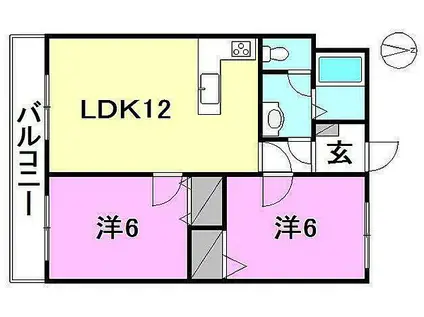 福泉ビル(2LDK/6階)の間取り写真