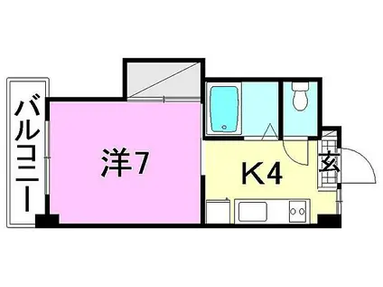 ミラハイツ枝松(1K/2階)の間取り写真
