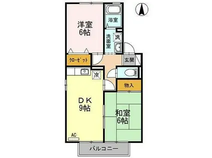 コージィコートHAYASHI(2DK/2階)の間取り写真