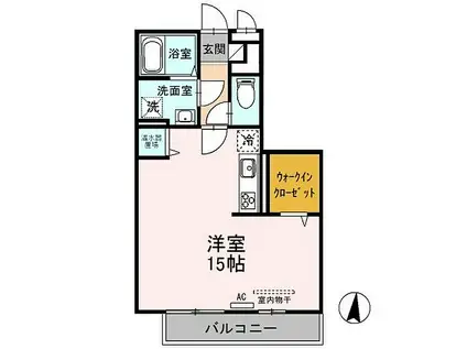 インペリアルコートA棟(ワンルーム/1階)の間取り写真