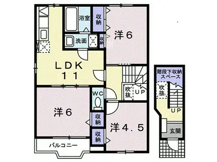リベラシオン福永A(3LDK/2階)の間取り写真