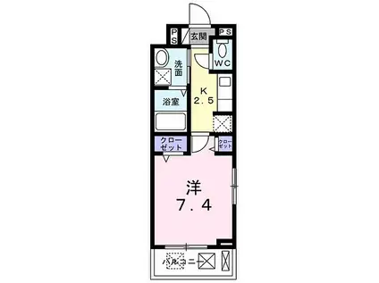 カレント(1K/2階)の間取り写真