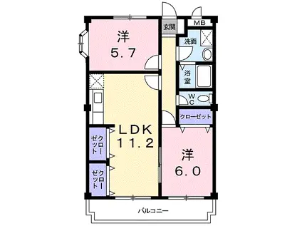 マリッチ大舘II号館(2LDK/3階)の間取り写真