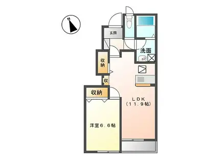 I.ROOMII(1LDK/1階)の間取り写真