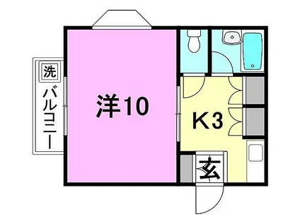 サーコート鷹子(1K/3階)の間取り写真