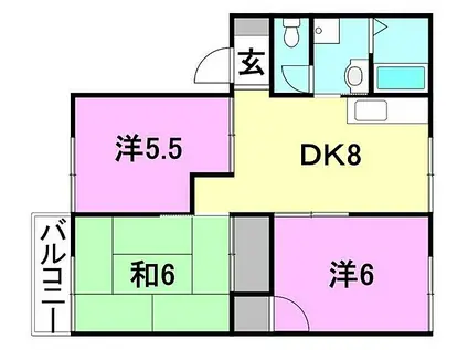 フローラル和泉(3DK/2階)の間取り写真