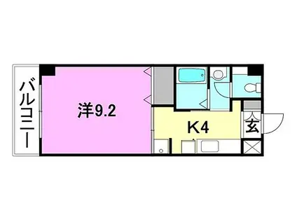 ブラウンハイム 朝生田(1K/4階)の間取り写真