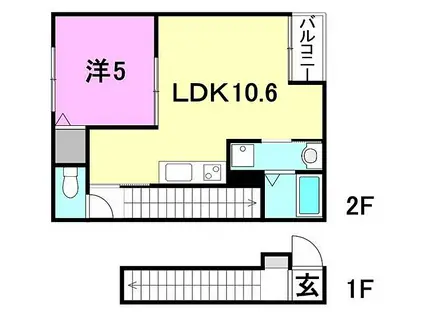 LUMIELE府中Ⅱ(1LDK/2階)の間取り写真