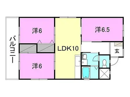 第2日興マンション(3LDK/2階)の間取り写真