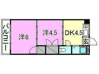 ロイヤル三津(1DK/5階)の間取り写真