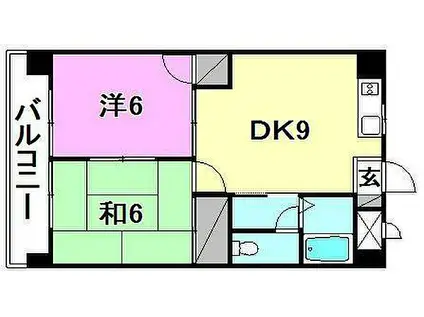 ヨシキビル(2DK/3階)の間取り写真