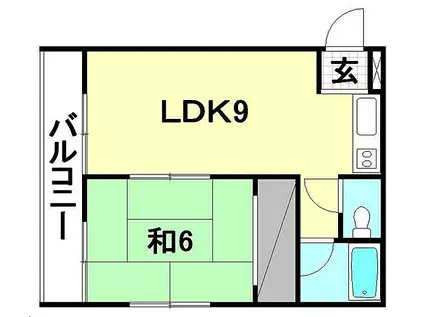 シャトル北久米(1LDK/2階)の間取り写真