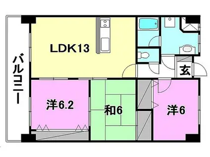 フォーレスト21(3LDK/7階)の間取り写真