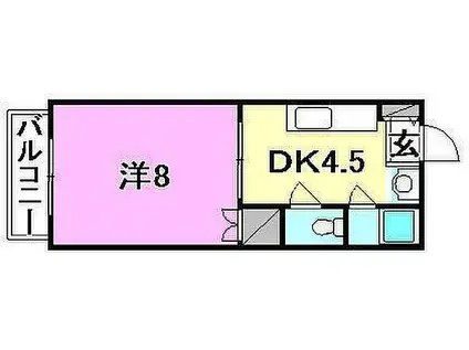 香川マンション(1DK/2階)の間取り写真