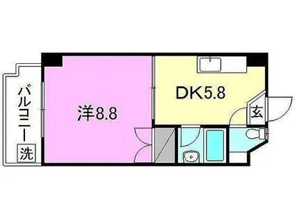 ラッセルスクエア松山市駅 A・B棟(1DK/3階)の間取り写真