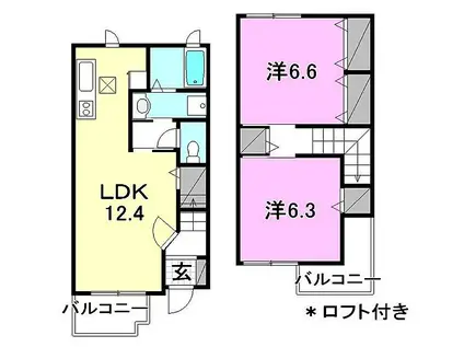 シャンマンダリーヌ(2LDK/1階)の間取り写真