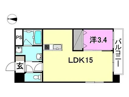 メゾンドール平和通(1LDK/7階)の間取り写真