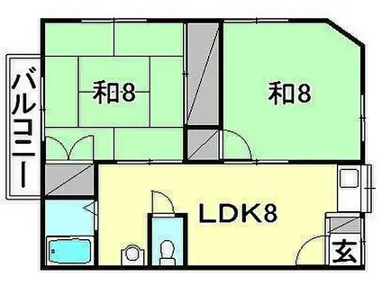 第3秀山コーポ(2LDK/2階)の間取り写真