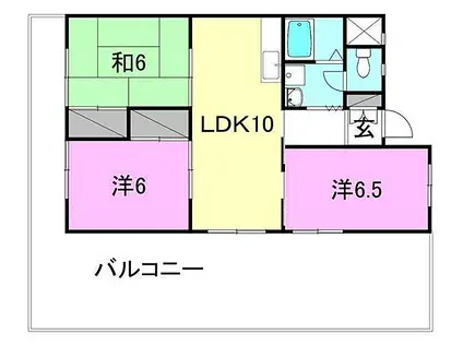 第2日興マンション(3LDK/5階)の間取り写真
