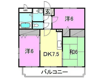 レ・セーナ小坂(3DK/3階)の間取り写真